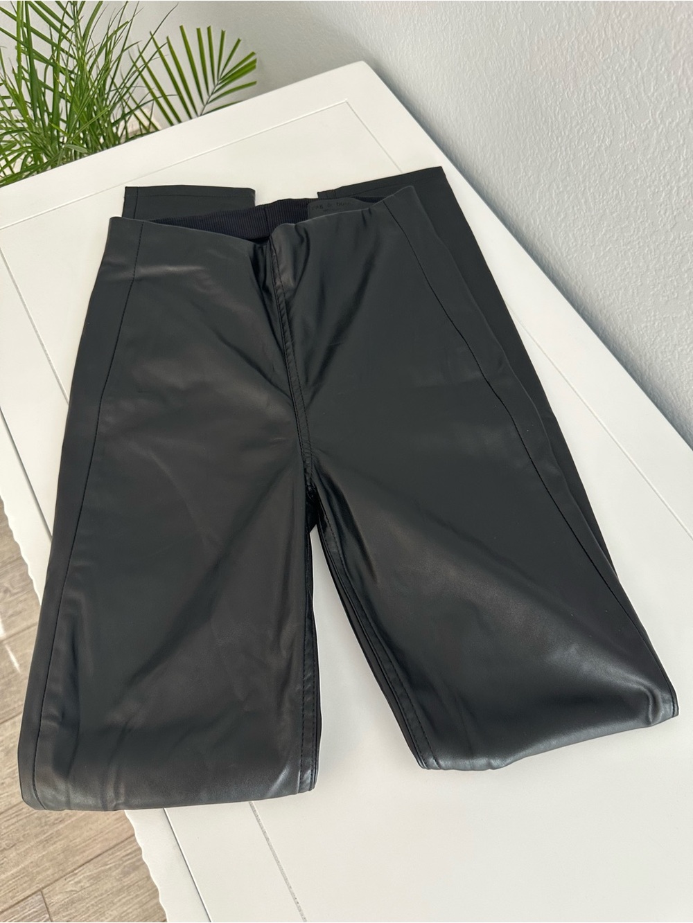 rag & bone Nina Black Faux Leather Pull-On Skinny Pants XS